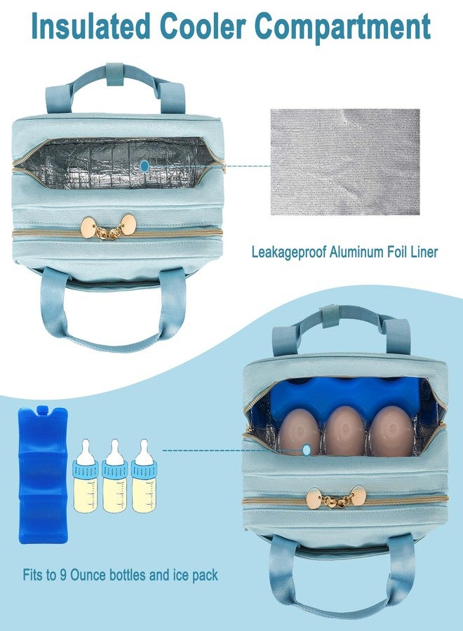 Jaffzora Wearable Breast Pump Bag with Cooler Compartment,Breast Milk Pump Travel Bag Compatible with Willow,Elvie,Medela Pump&Momcozy M5/S12 Pro, Carrying Case for Pump Parts and Bottles,Blue - Image 2